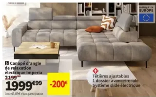 Canapé d'angle de relaxation électrique Imperia