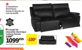 Canapé de relaxation électrique 3 places Sereno