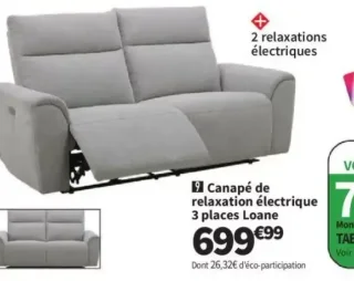 Canapé de relaxation électrique 3 places Loane