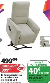 Fauteuil releveur et de relaxation électrique Golf