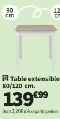Table extensible NOHMA 80/120 cm.