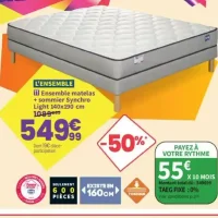 Ensemble matelas + sommier Synchro Light 140x190 cm