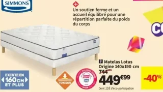 Simmons Matelas Lotus Origine 140x190 cm