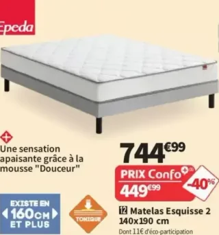 Epéda Matelas Esquisse 2 140x190 cm