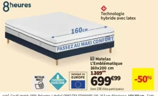 Matelas L'Emblématique 8heures 160x200 cm