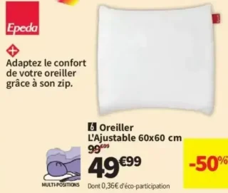 Oreiller L'Ajustable 60x60 cm Epeda