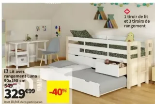 Lit avec rangement Luna 90x190 cm