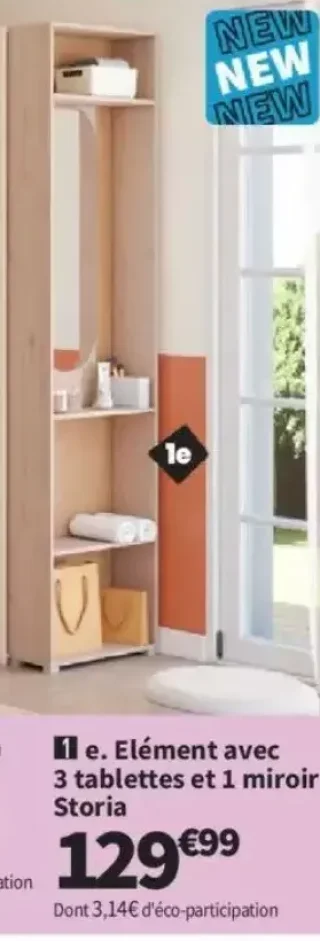 Elément avec 3 tablettes et 1 miroir Storia