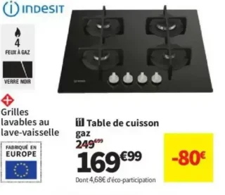 Table de cuisson gaz Indesit