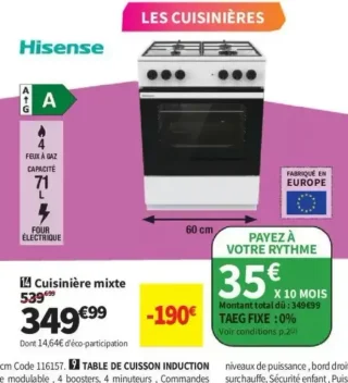 Cuisinière mixte Hisense