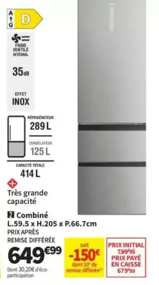 Réfrigérateur Combiné Haier HTW5620DNMGM