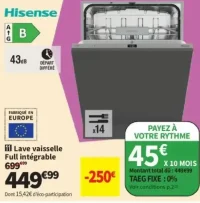 Lave vaisselle Full intégrable Hisense HV642B65