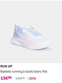 Baskets running à lacets blanc fille RUN UP