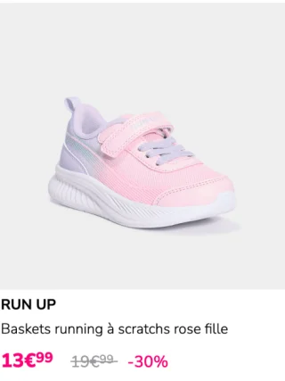 Baskets running à scratchs rose fille RUN UP