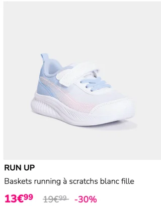 RUN UP Baskets running à scratchs blanc fille