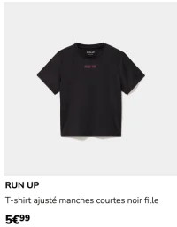 RUN UP T-shirt ajusté manches courtes noir fille