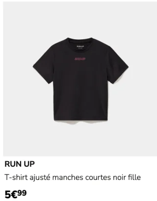 RUN UP T-shirt ajusté manches courtes noir fille