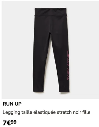 RUN UP Legging taille élastiquée stretch noir fille