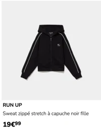 RUN UP Sweat zippé stretch à capuche noir fille