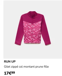 RUN UP Gilet zippé col montant prune fille