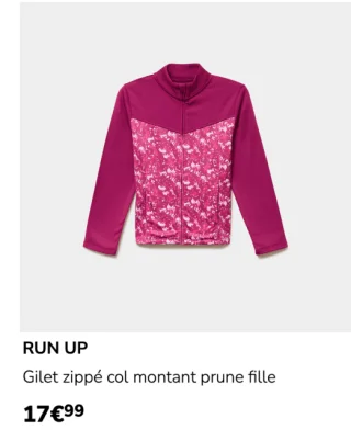 RUN UP Gilet zippé col montant prune fille