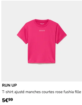 RUN UP T-shirt ajusté manches courtes rose fushia fille