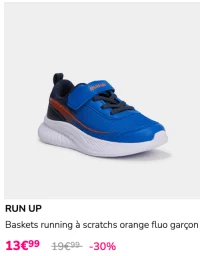 Baskets running à scratchs orange fluo garçon RUN UP
