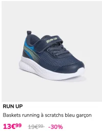 Baskets running à scratchs bleu garçon RUN UP
