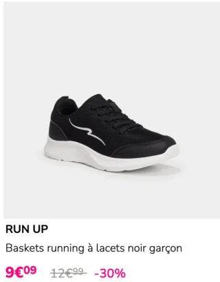 Baskets running à lacets noir garçon RUN UP