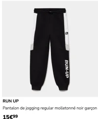 RUN UP Pantalon de jogging regular molletonné noir garçon