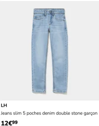 LH Jeans slim 5 poches denim double stone garçon