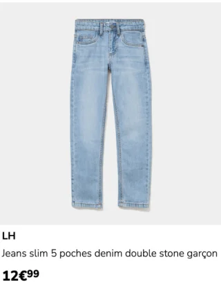LH Jeans slim 5 poches denim double stone garçon