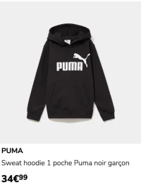 Puma Sweat hoodie 1 poche Puma noir garçon