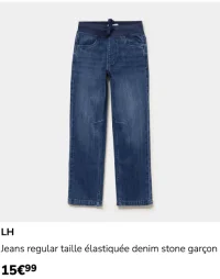LH Jeans regular taille élastiquée denim stone garçon