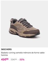 Baskets running semelle mémoire de forme sable homme SKECHERS