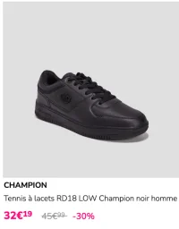 Tennis à lacets RD18 LOW Champion noir homme CHAMPION