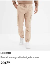 Pantalon cargo slim beige homme