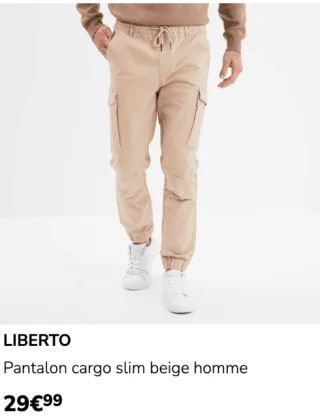 Pantalon cargo slim beige homme
