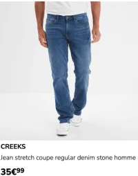 Jean stretch coupe regular denim stone homme