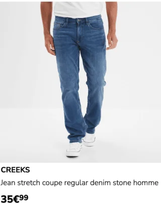 Jean stretch coupe regular denim stone homme