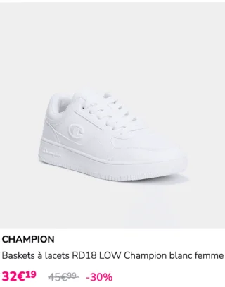 CHAMPION Baskets à lacets RD18 LOW Champion blanc femme