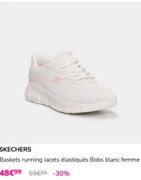 SKECHERS Baskets running lacets élastiqués Bobs blanc femme