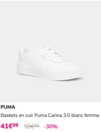 PUMA Baskets en cuir Puma Carina 3.0 blanc femme