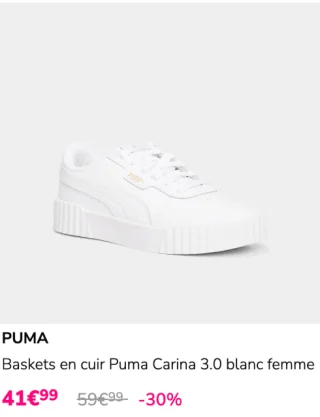 PUMA Baskets en cuir Puma Carina 3.0 blanc femme