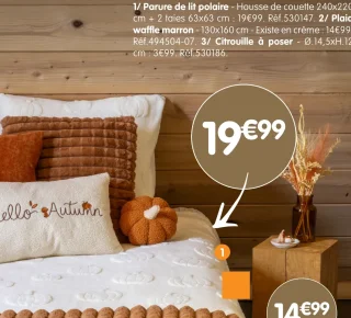Parure de lit polaire - Housse de couette 240x220 cm + 2 taies 63x63 cm