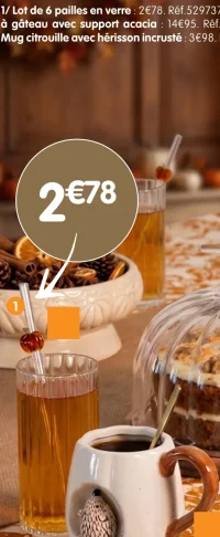 Lot de 6 pailles en verre