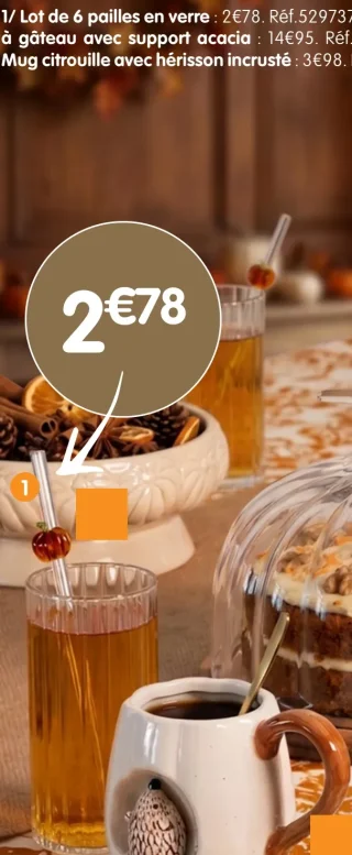 Lot de 6 pailles en verre