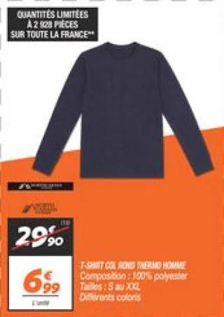 T-shirt col rond thermo homme 