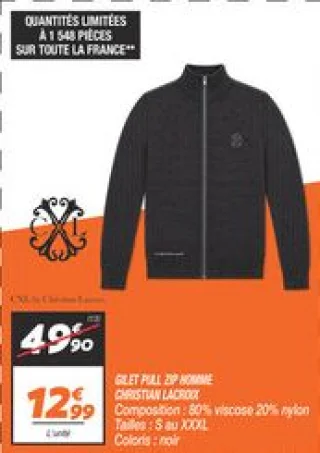 Gilet pull zip homme 