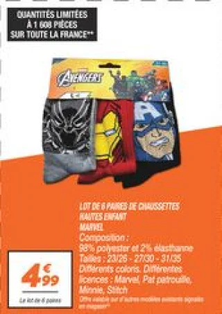 Lot de 6 paires de chaussettes hautes enfant 